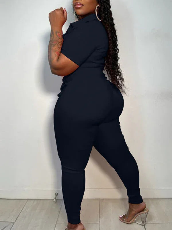 Women's Zip-Front Multi-Pocket Cargo Jumpsuit