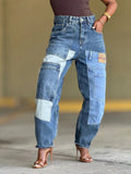 Women's Printed Patchwork Embellished Straight-Leg Jeans