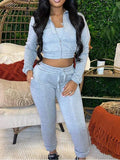 Women's Solid Zip-Front Hoodie & Straight-Leg Pants Set