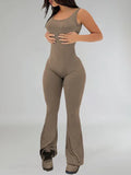 Women's Solid Sleeveless High-Waist Wide-Leg Jumpsuit