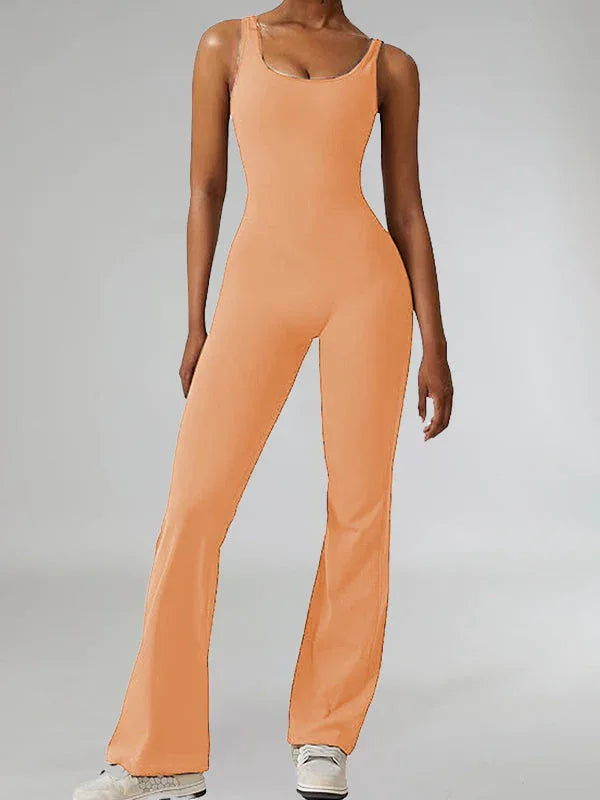 Women's Solid Sleeveless High-Waist Wide-Leg Jumpsuit