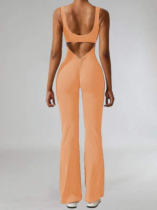 Women's Solid Sleeveless High-Waist Wide-Leg Jumpsuit