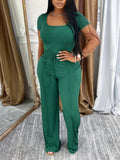 Women's Solid Casual T-Shirt & Relaxed Wide-Leg Pants Set