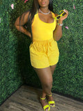 Women's Solid Sleeveless Tank Top & High-Waist Shorts Set