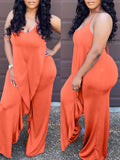 Women's Solid Halter Neck Ruffle-Trim Wide-Leg Jumpsuit