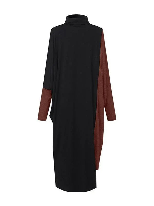 Women's Two-Tone Turtleneck Knit Midi Dress
