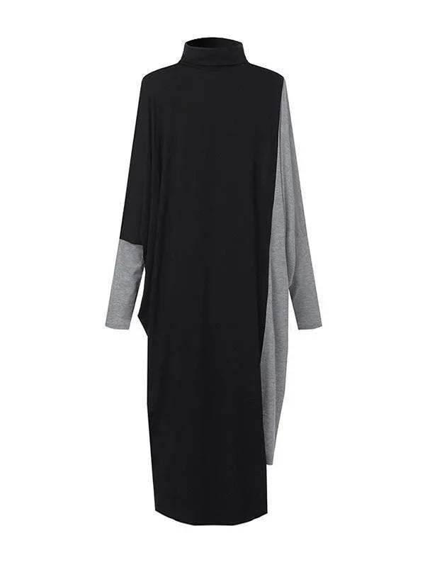 Women's Two-Tone Turtleneck Knit Midi Dress
