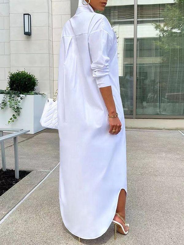 Women's Solid Slit Shirt Dress