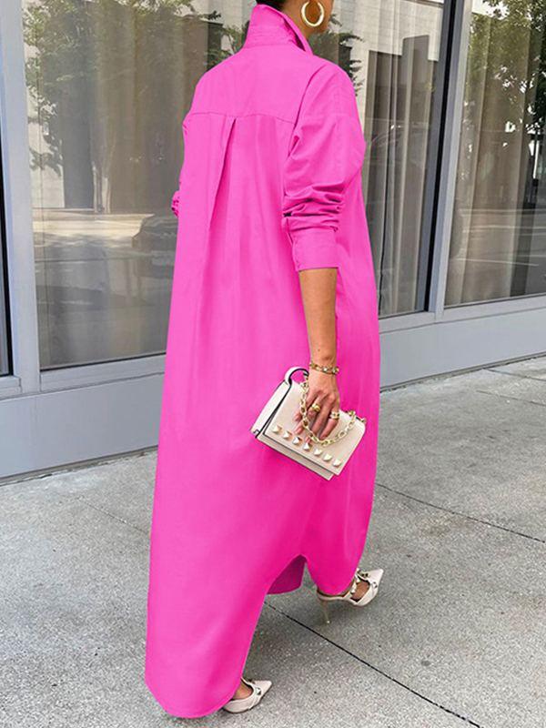 Women's Solid Slit Shirt Dress