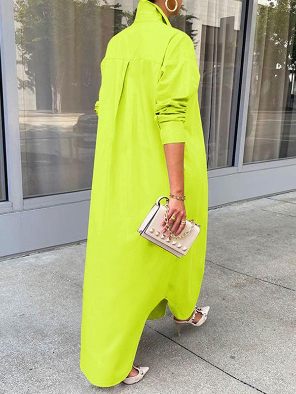 Women's Solid Slit Shirt Dress