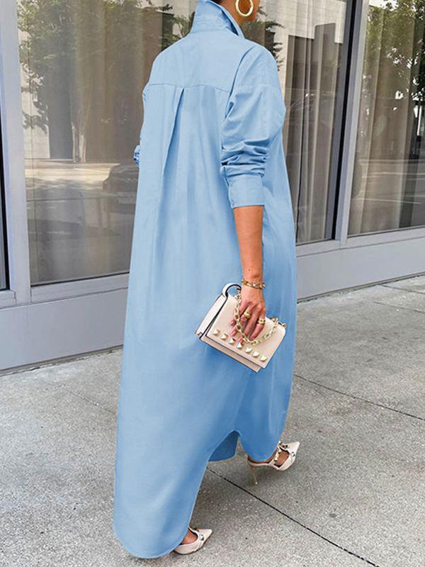 Women's Solid Slit Shirt Dress