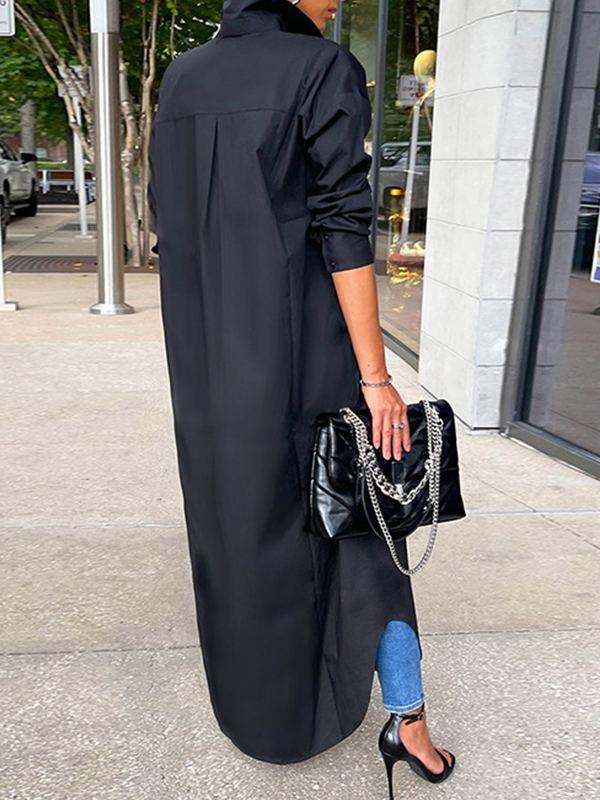 Women's Solid Slit Shirt Dress