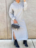 Women's Solid Slit Hoodie Dress