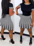 Women's Printed Piping-Trim Tee & High-Waist Mini Skirt Set