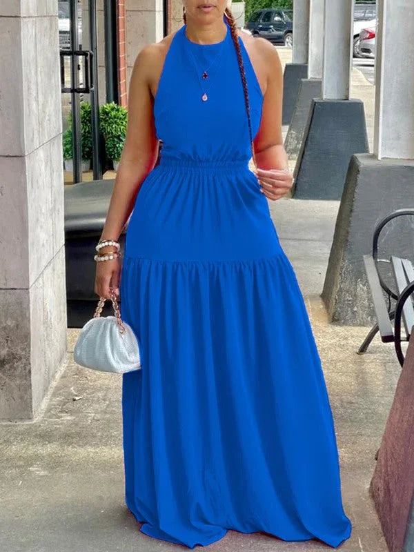 Women's Halter Elastic-Waist Maxi Dress
