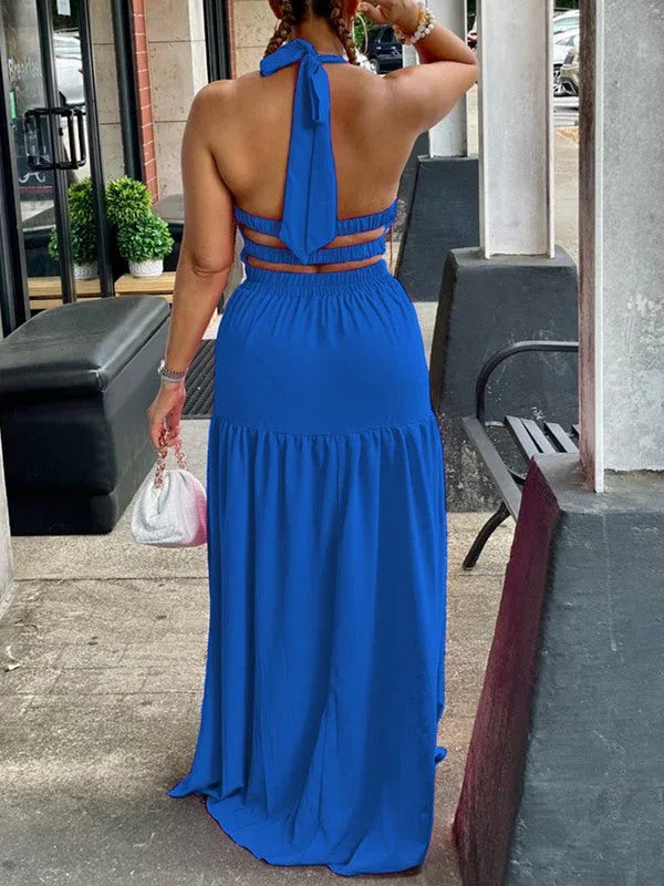 Women's Halter Elastic-Waist Maxi Dress