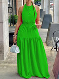 Women's Halter Elastic-Waist Maxi Dress