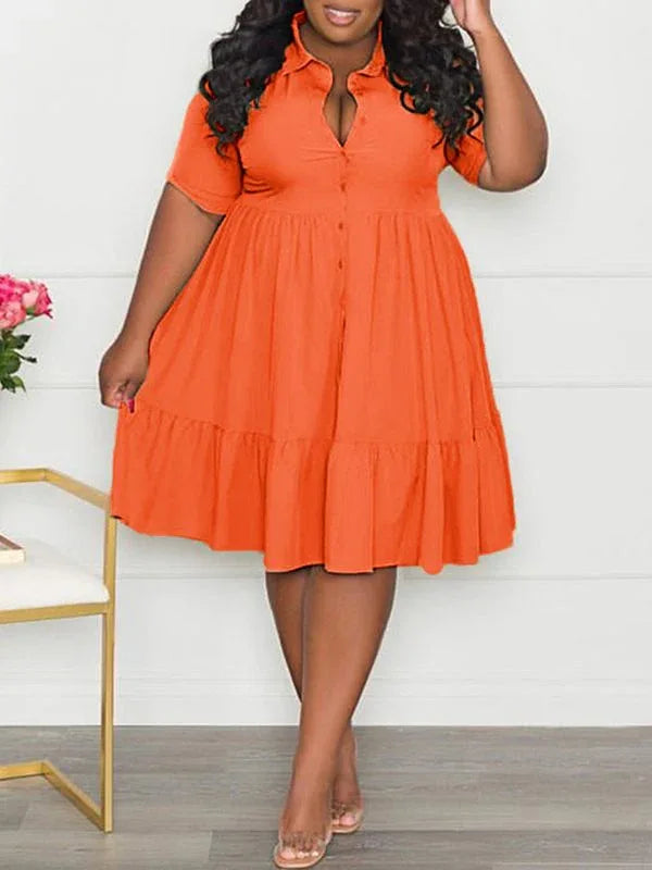 Women's Plus Size Ruffle Shirt Dress