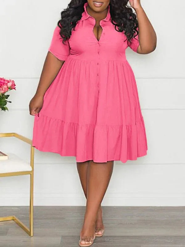 Women's Plus Size Ruffle Shirt Dress