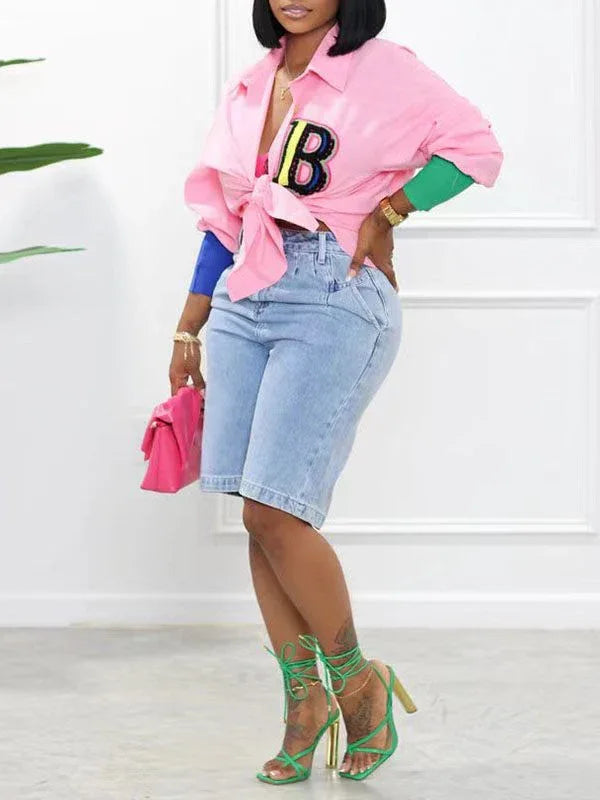 Women's Logo-Print Button-Front Relaxed Tunic Shirt
