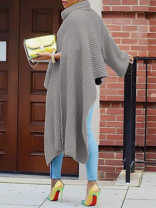 Women's Ribbed Knit Turtleneck Long Tunic Top