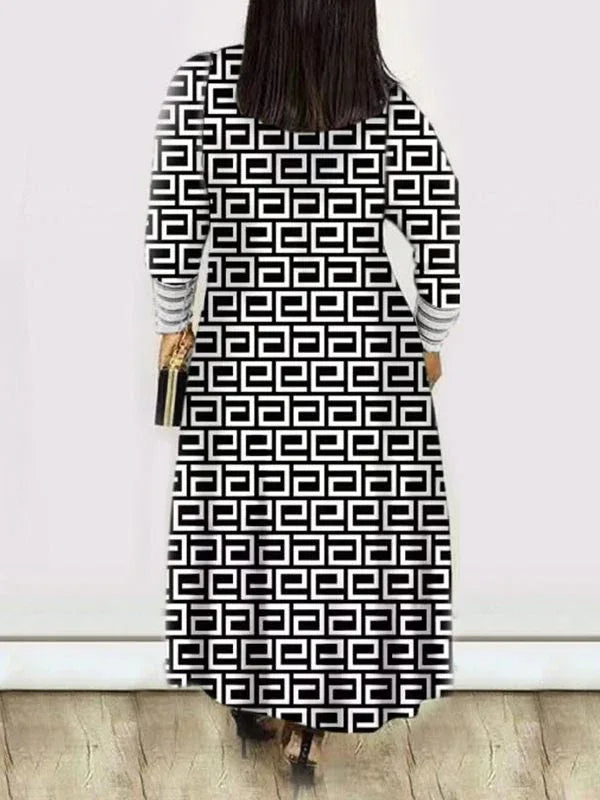 Women's Printed Bishop-Sleeve Open-Front Duster Coat