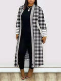 Women's Printed Bishop-Sleeve Open-Front Duster Coat