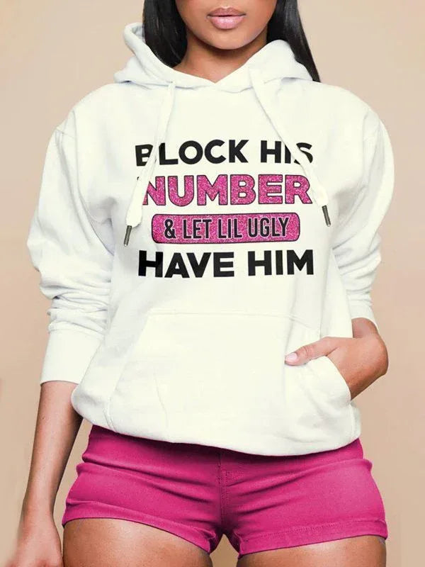 Women's Logo-Print Casual Pullover Fleece Hoodie
