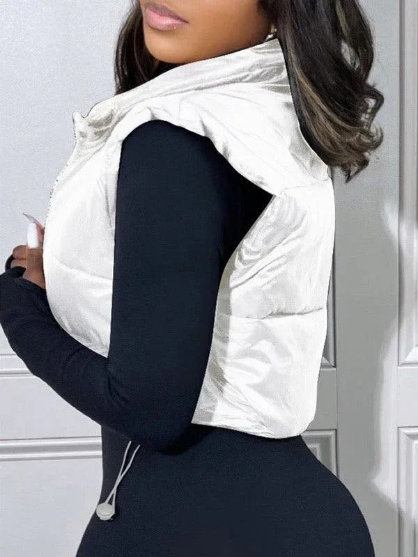 Women's Zip-Front Quilted Sleeveless Puffer Vest