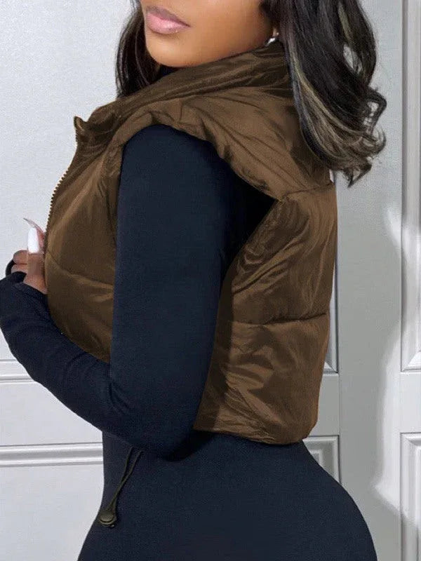 Women's Zip-Front Quilted Sleeveless Puffer Vest