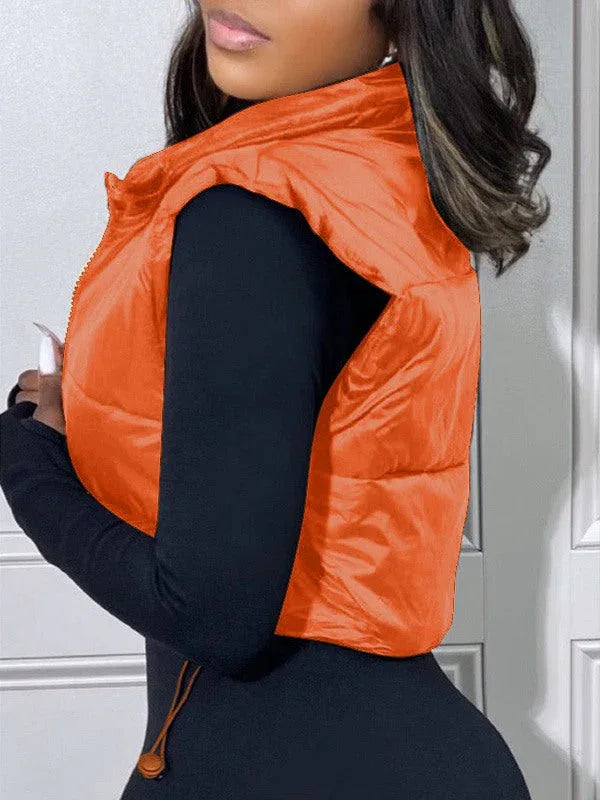 Women's Zip-Front Quilted Sleeveless Puffer Vest