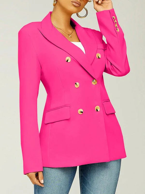 Women's Classic Double-Breasted Tailored Long-Sleeve Blazer