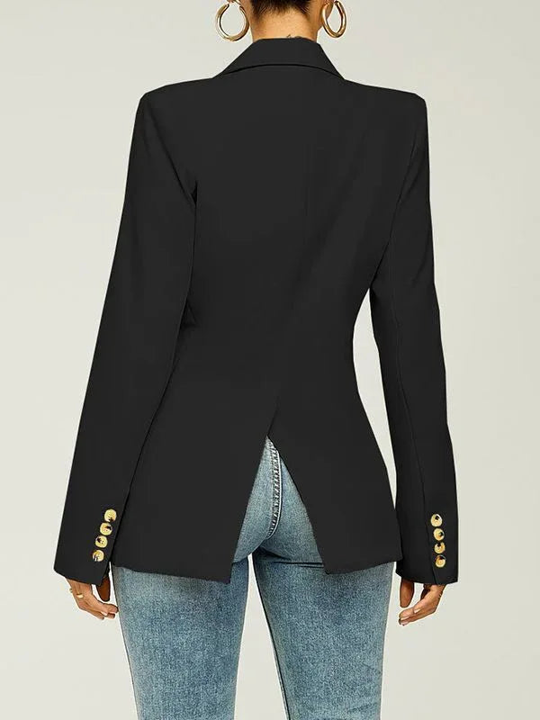 Women's Classic Double-Breasted Tailored Long-Sleeve Blazer