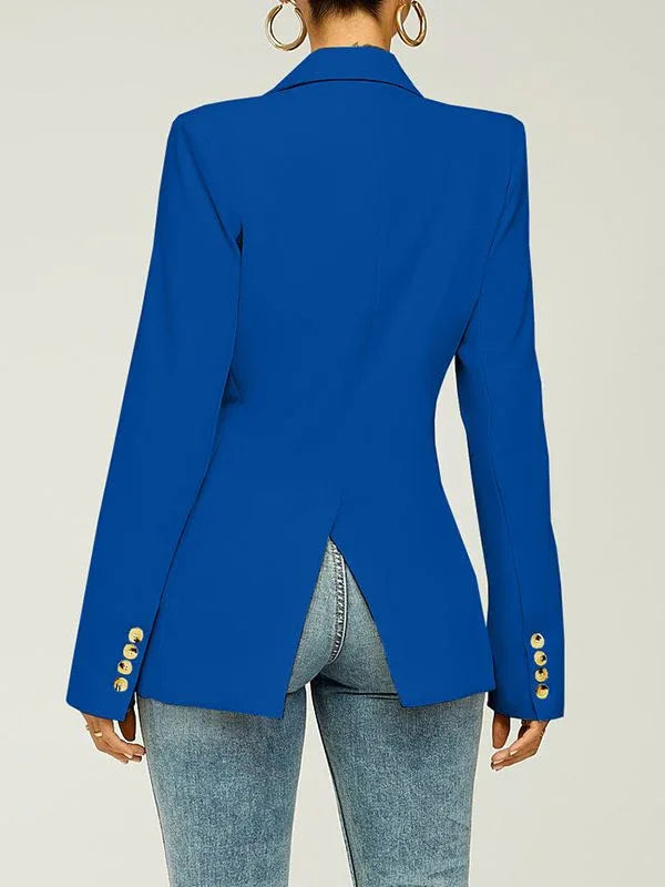 Women's Classic Double-Breasted Tailored Long-Sleeve Blazer