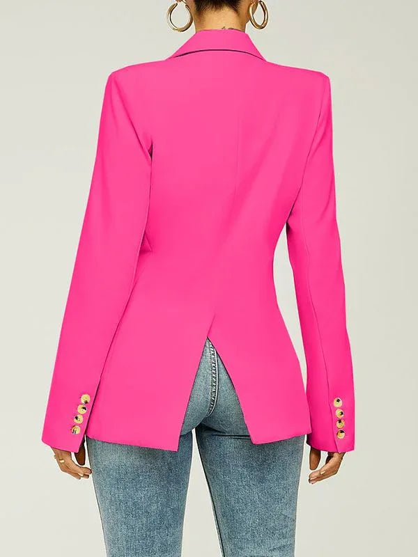 Women's Classic Double-Breasted Tailored Long-Sleeve Blazer