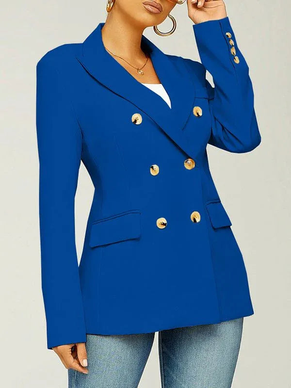 Women's Classic Double-Breasted Tailored Long-Sleeve Blazer