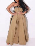 Women's Strapless Belted Wide-Leg Jumpsuit