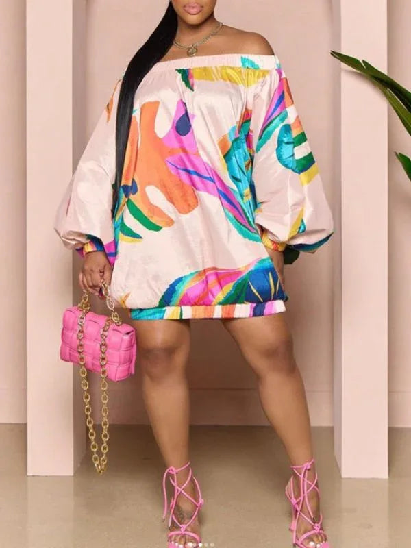 Women's Printed Off-Shoulder Parachute Dress
