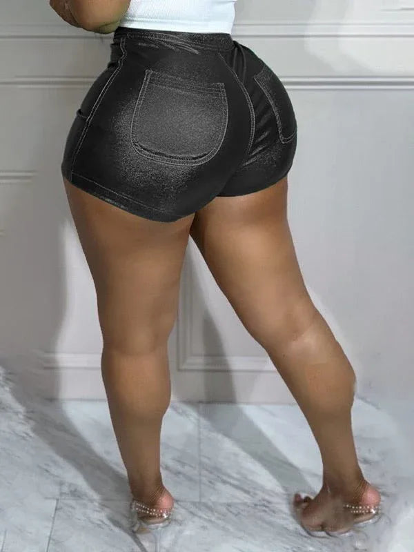 Women's Shiny Metallic High-Waist Biker Shorts