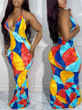Women's Colorblock Halter Dress