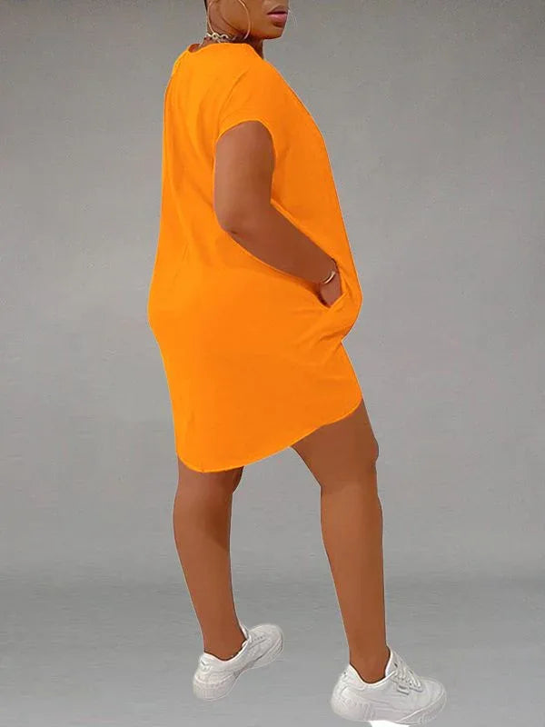 Women's Solid Tee Dress with Pockets