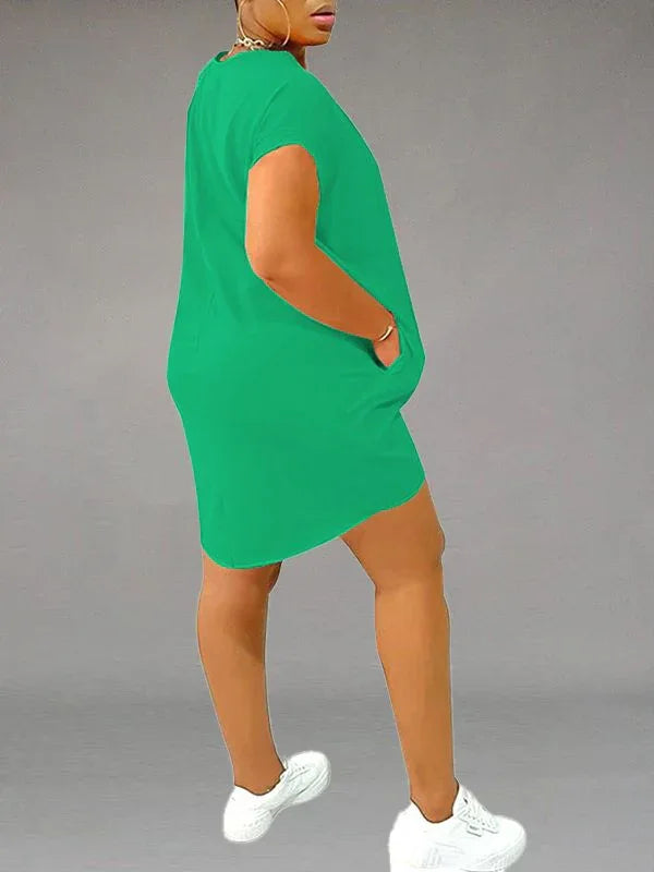 Women's Solid Tee Dress with Pockets