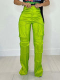 Women's Solid Relaxed-Fit Multi-Pocket Cargo Pants