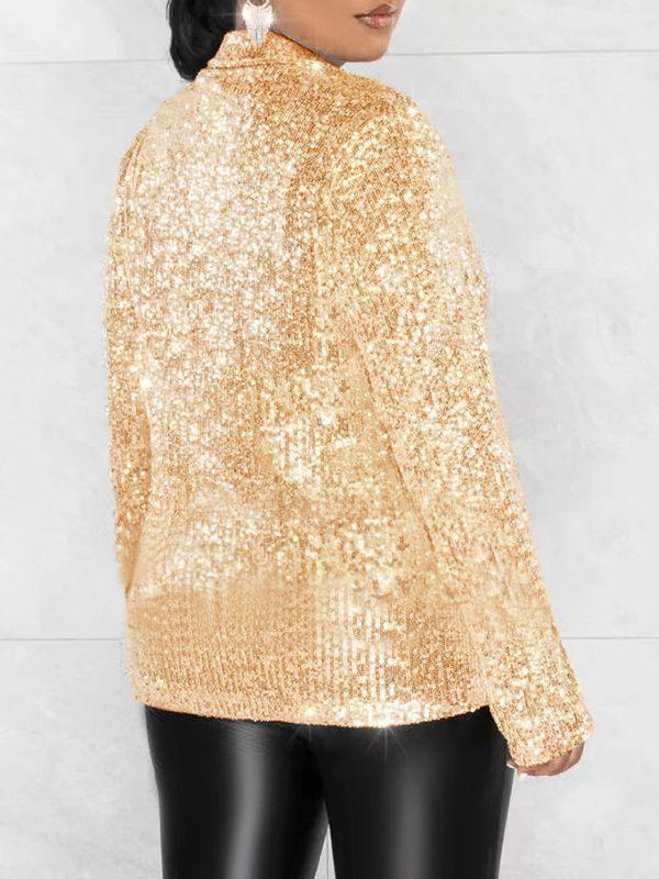 Women's Sequin Sparkle Tailored Single-Button Blazer