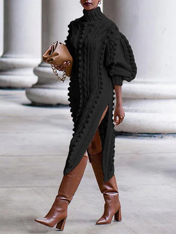 Women's Turtleneck Knit Midi Dress