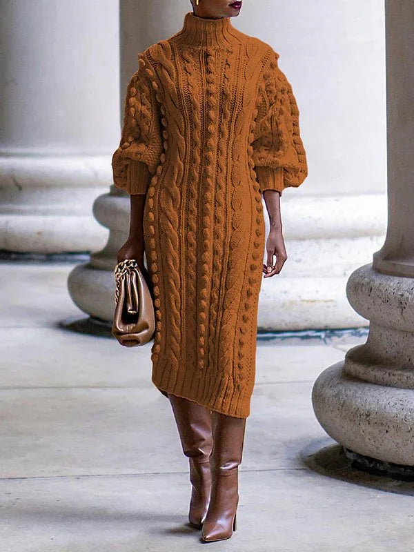 Women's Turtleneck Knit Midi Dress