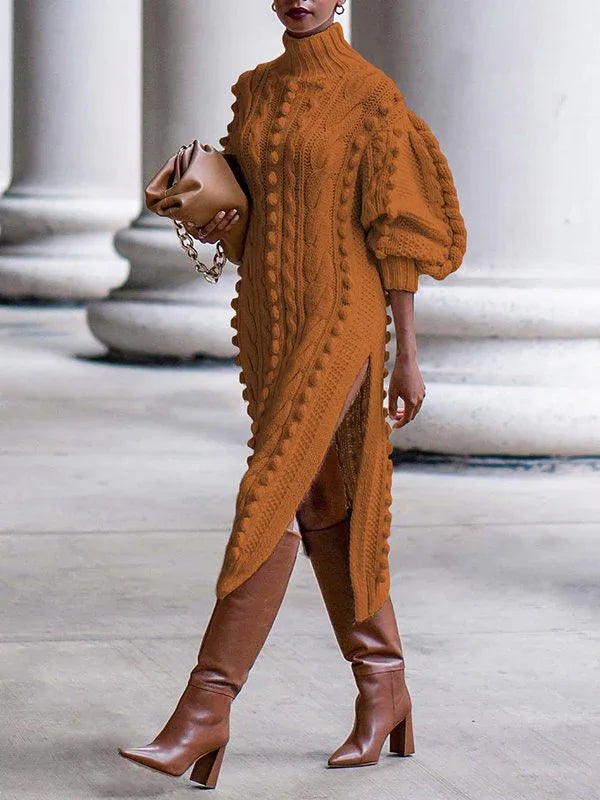 Women's Turtleneck Knit Midi Dress
