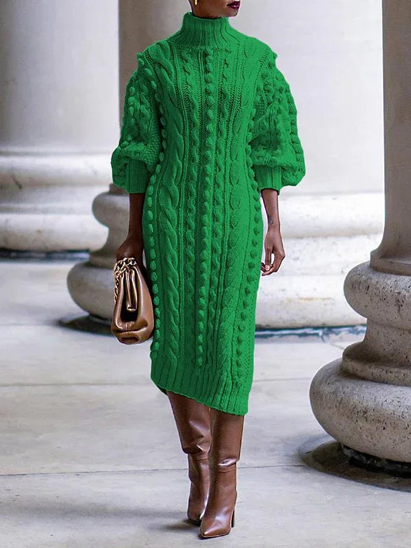 Women's Turtleneck Knit Midi Dress