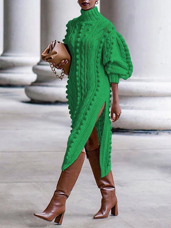 Women's Turtleneck Knit Midi Dress