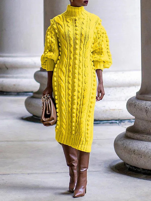 Women's Turtleneck Knit Midi Dress